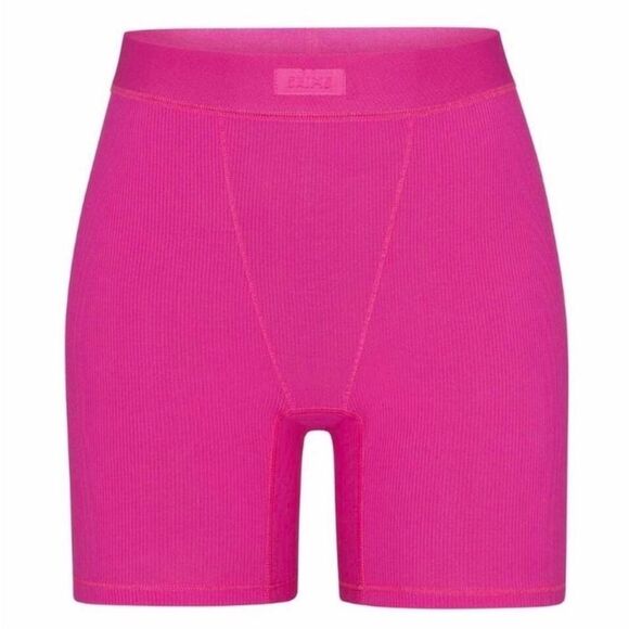 Skims Cotton Rib Boxers Raspberry Medium